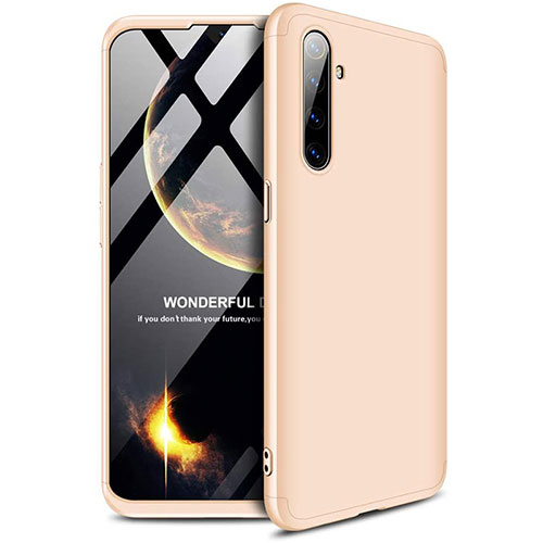 Hard Rigid Plastic Matte Finish Front and Back Cover Case 360 Degrees for Realme X2 Gold