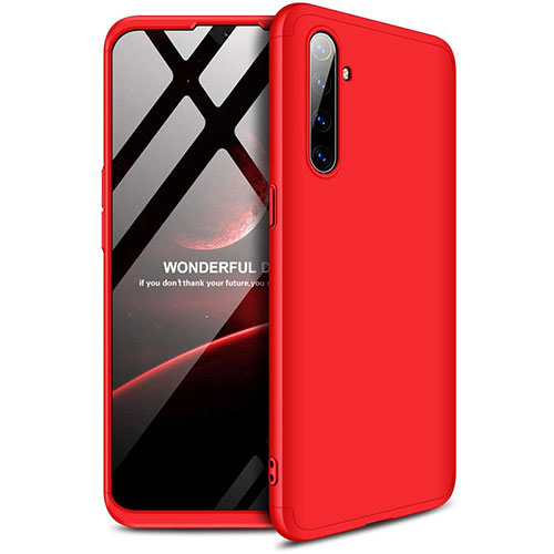 Hard Rigid Plastic Matte Finish Front and Back Cover Case 360 Degrees for Realme X2 Red