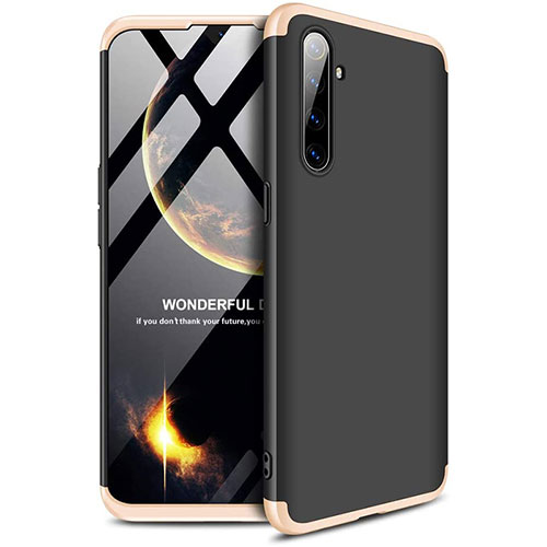 Hard Rigid Plastic Matte Finish Front and Back Cover Case 360 Degrees for Realme XT Gold and Black