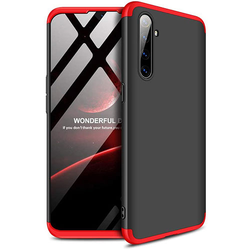 Hard Rigid Plastic Matte Finish Front and Back Cover Case 360 Degrees for Realme XT Red and Black