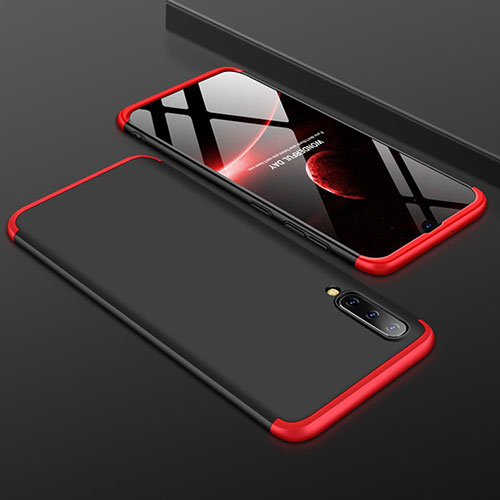 Hard Rigid Plastic Matte Finish Front and Back Cover Case 360 Degrees for Samsung Galaxy A50 Red and Black