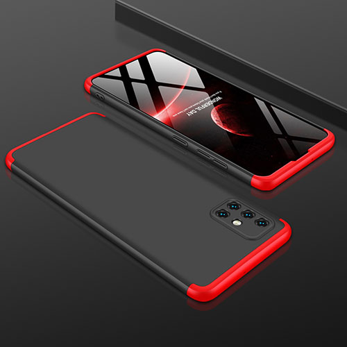 Hard Rigid Plastic Matte Finish Front and Back Cover Case 360 Degrees for Samsung Galaxy A51 5G Red and Black