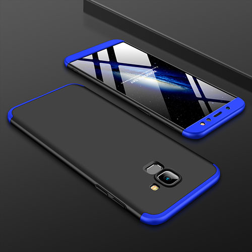 Hard Rigid Plastic Matte Finish Front and Back Cover Case 360 Degrees for Samsung Galaxy A6 (2018) Blue and Black