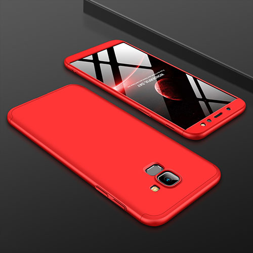 Hard Rigid Plastic Matte Finish Front and Back Cover Case 360 Degrees for Samsung Galaxy A6 (2018) Dual SIM Red