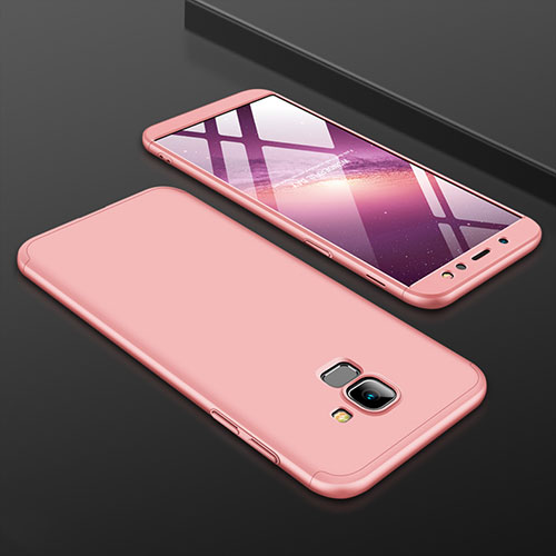 Hard Rigid Plastic Matte Finish Front and Back Cover Case 360 Degrees for Samsung Galaxy A6 (2018) Dual SIM Rose Gold