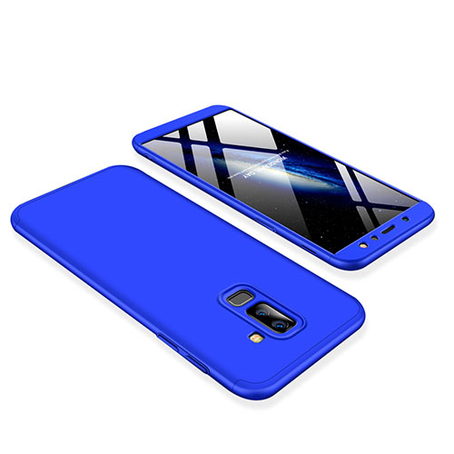 Hard Rigid Plastic Matte Finish Front and Back Cover Case 360 Degrees for Samsung Galaxy A6 Plus Blue