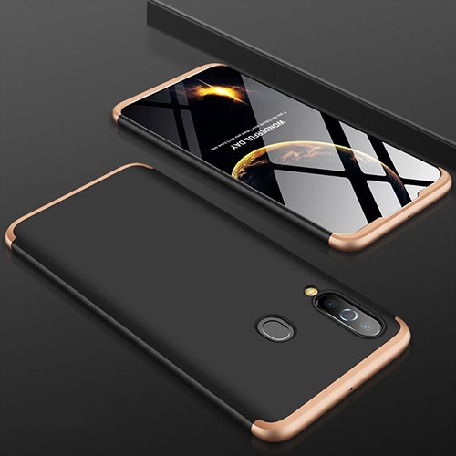 Hard Rigid Plastic Matte Finish Front and Back Cover Case 360 Degrees for Samsung Galaxy A60 Gold and Black
