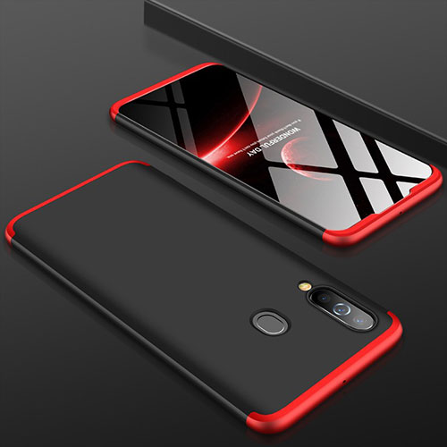 Hard Rigid Plastic Matte Finish Front and Back Cover Case 360 Degrees for Samsung Galaxy A60 Red and Black