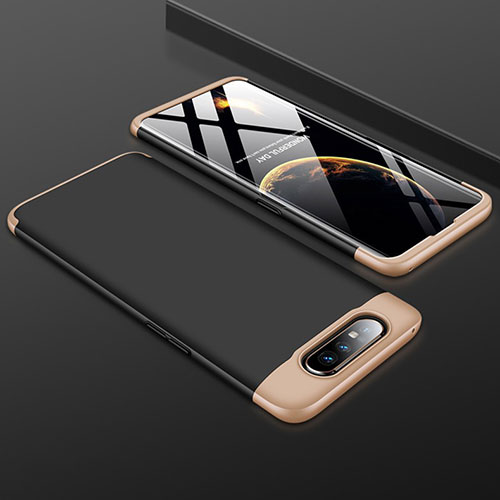 Hard Rigid Plastic Matte Finish Front and Back Cover Case 360 Degrees for Samsung Galaxy A80 Gold and Black