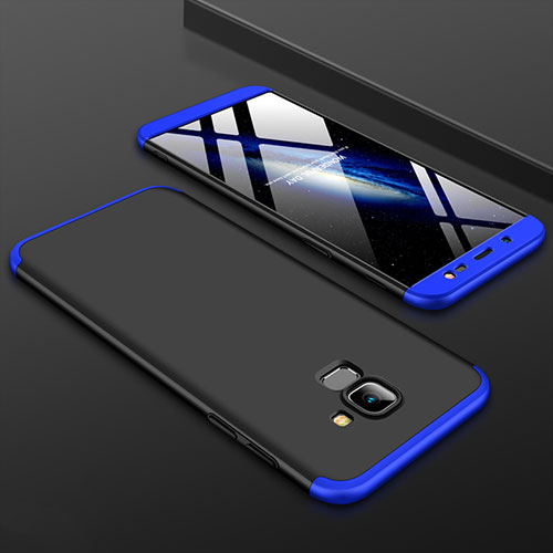 Hard Rigid Plastic Matte Finish Front and Back Cover Case 360 Degrees for Samsung Galaxy J6 (2018) J600F Blue and Black