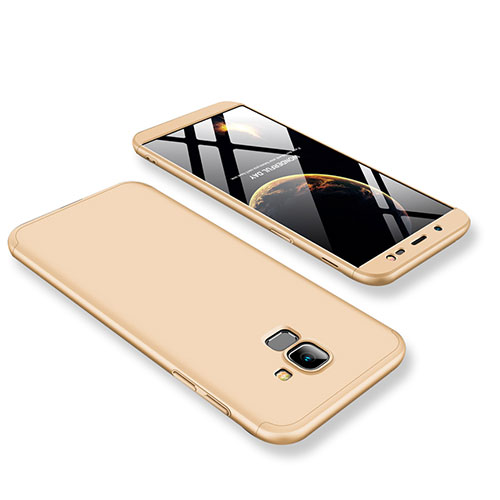 Hard Rigid Plastic Matte Finish Front and Back Cover Case 360 Degrees for Samsung Galaxy J6 (2018) J600F Gold