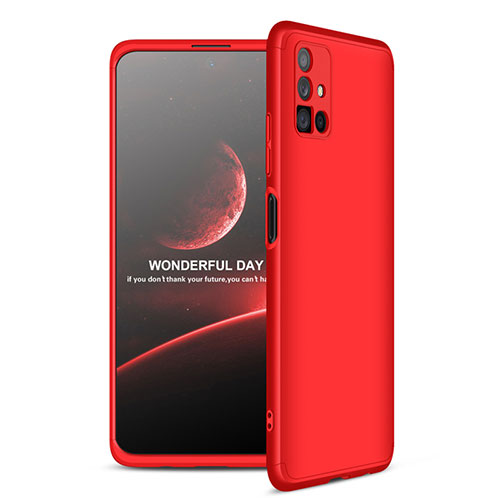 Hard Rigid Plastic Matte Finish Front and Back Cover Case 360 Degrees for Samsung Galaxy M51 Red