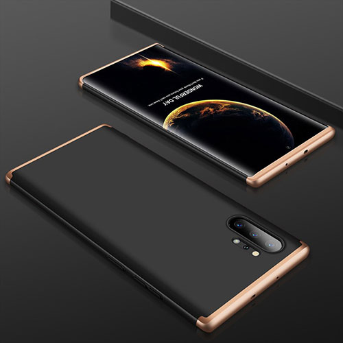 Hard Rigid Plastic Matte Finish Front and Back Cover Case 360 Degrees for Samsung Galaxy Note 10 Plus 5G Gold and Black