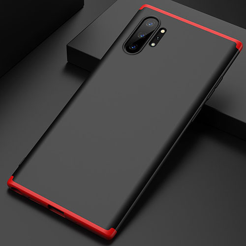 Hard Rigid Plastic Matte Finish Front and Back Cover Case 360 Degrees for Samsung Galaxy Note 10 Plus 5G Red and Black