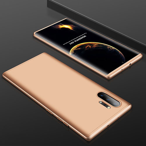 Hard Rigid Plastic Matte Finish Front and Back Cover Case 360 Degrees for Samsung Galaxy Note 10 Plus Gold