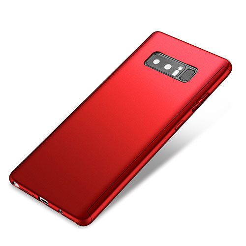 Hard Rigid Plastic Matte Finish Front and Back Cover Case 360 Degrees for Samsung Galaxy Note 8 Red