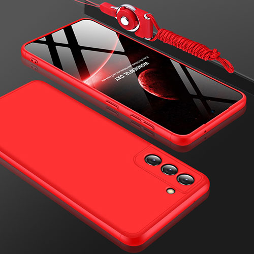 Hard Rigid Plastic Matte Finish Front and Back Cover Case 360 Degrees for Samsung Galaxy S21 FE 5G Red
