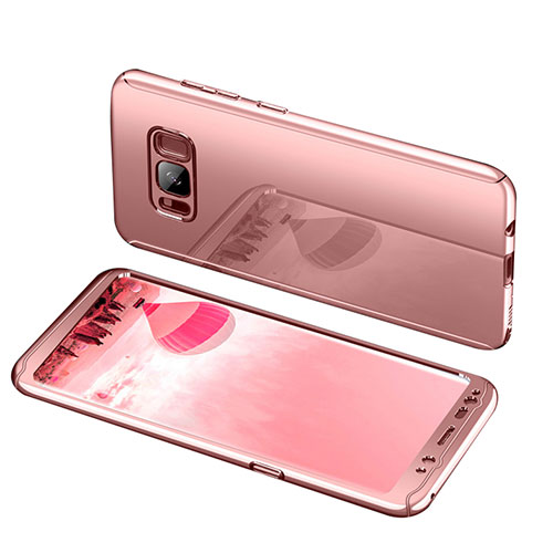 Hard Rigid Plastic Matte Finish Front and Back Cover Case 360 Degrees for Samsung Galaxy S8 Rose Gold