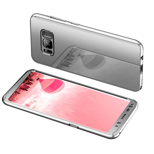 Hard Rigid Plastic Matte Finish Front and Back Cover Case 360 Degrees for Samsung Galaxy S8 Silver