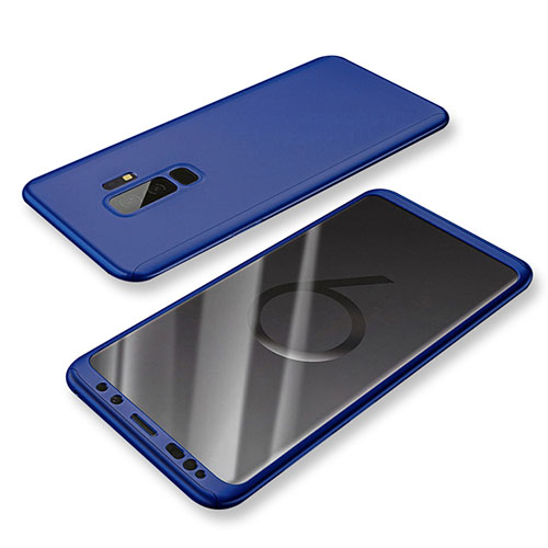 Hard Rigid Plastic Matte Finish Front and Back Cover Case 360 Degrees for Samsung Galaxy S9 Plus Blue