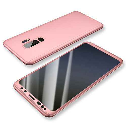 Hard Rigid Plastic Matte Finish Front and Back Cover Case 360 Degrees for Samsung Galaxy S9 Plus Rose Gold