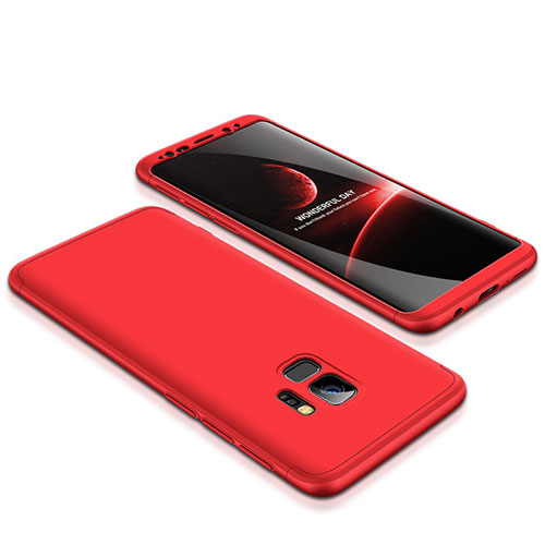 Hard Rigid Plastic Matte Finish Front and Back Cover Case 360 Degrees for Samsung Galaxy S9 Red