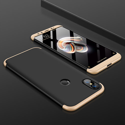 Hard Rigid Plastic Matte Finish Front and Back Cover Case 360 Degrees for Xiaomi Mi 6X Gold and Black