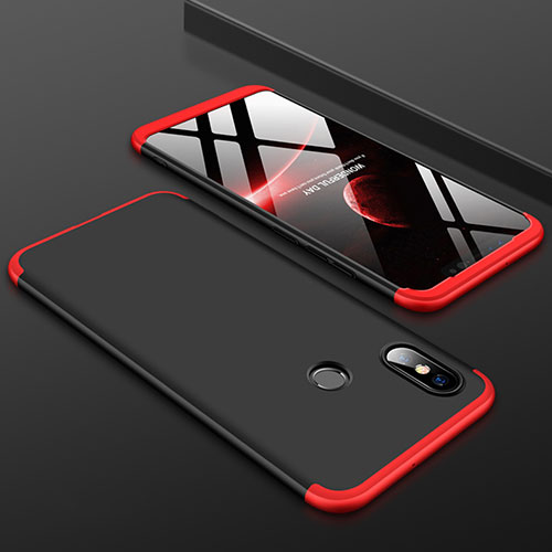 Hard Rigid Plastic Matte Finish Front and Back Cover Case 360 Degrees for Xiaomi Mi 8 Red and Black
