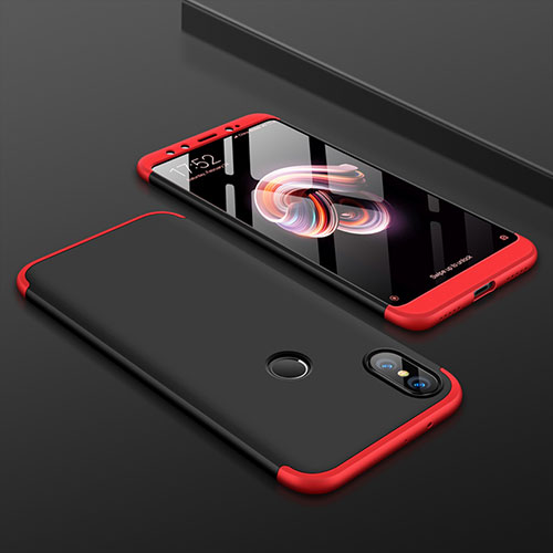 Hard Rigid Plastic Matte Finish Front and Back Cover Case 360 Degrees for Xiaomi Mi A2 Red and Black