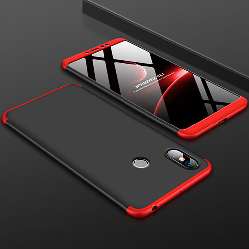 Hard Rigid Plastic Matte Finish Front and Back Cover Case 360 Degrees for Xiaomi Mi Max 3 Red and Black