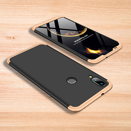 Hard Rigid Plastic Matte Finish Front and Back Cover Case 360 Degrees for Xiaomi Mi Play 4G Gold and Black
