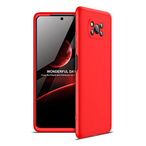 Hard Rigid Plastic Matte Finish Front and Back Cover Case 360 Degrees for Xiaomi Poco X3 NFC Red