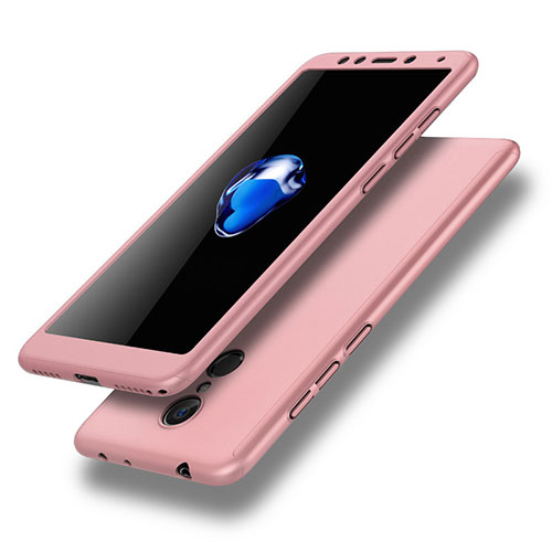 Hard Rigid Plastic Matte Finish Front and Back Cover Case 360 Degrees for Xiaomi Redmi 5 Pink