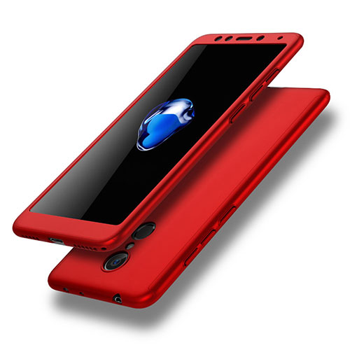 Hard Rigid Plastic Matte Finish Front and Back Cover Case 360 Degrees for Xiaomi Redmi 5 Red