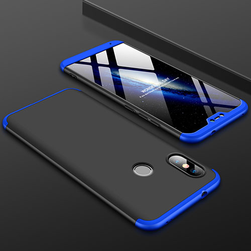 Hard Rigid Plastic Matte Finish Front and Back Cover Case 360 Degrees for Xiaomi Redmi 6 Pro Blue and Black