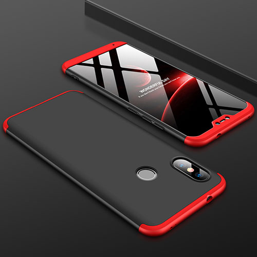 Hard Rigid Plastic Matte Finish Front and Back Cover Case 360 Degrees for Xiaomi Redmi 6 Pro Red and Black