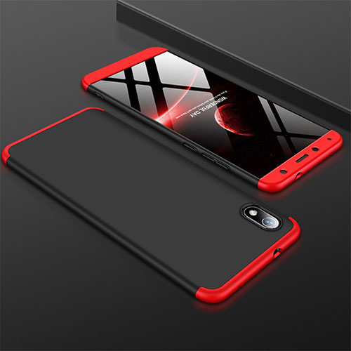 Hard Rigid Plastic Matte Finish Front and Back Cover Case 360 Degrees for Xiaomi Redmi 7A Red and Black