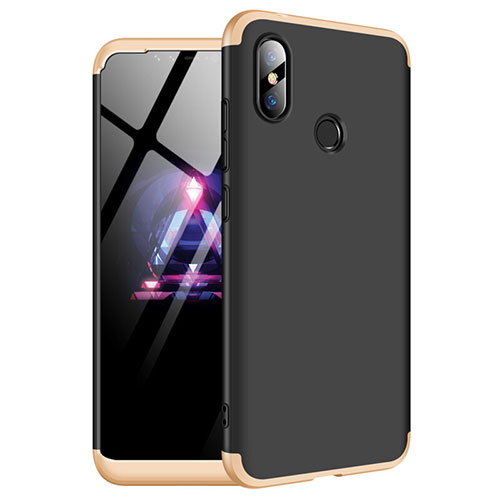 Hard Rigid Plastic Matte Finish Front and Back Cover Case 360 Degrees for Xiaomi Redmi Note 6 Pro Gold and Black