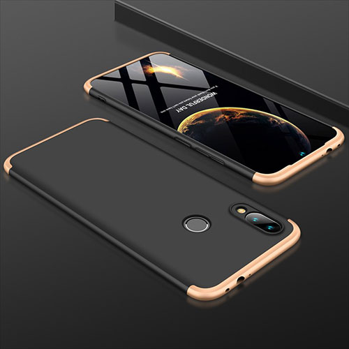 Hard Rigid Plastic Matte Finish Front and Back Cover Case 360 Degrees for Xiaomi Redmi Note 7 Pro Gold and Black