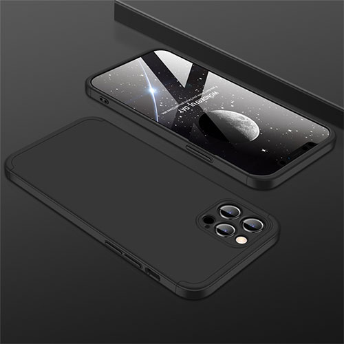 Hard Rigid Plastic Matte Finish Front and Back Cover Case 360 Degrees M01 for Apple iPhone 12 Pro Black