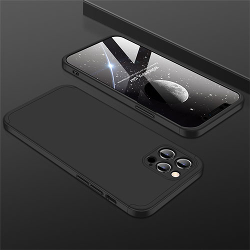 Hard Rigid Plastic Matte Finish Front and Back Cover Case 360 Degrees M01 for Apple iPhone 12 Pro Max Black