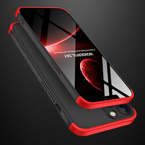 Hard Rigid Plastic Matte Finish Front and Back Cover Case 360 Degrees M01 for Apple iPhone 14 Plus Red and Black