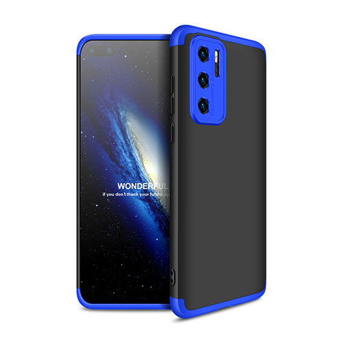 Hard Rigid Plastic Matte Finish Front and Back Cover Case 360 Degrees M01 for Huawei P40 Blue and Black
