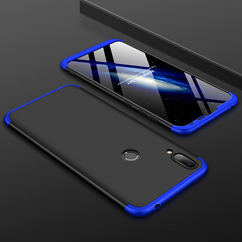 Hard Rigid Plastic Matte Finish Front and Back Cover Case 360 Degrees M01 for Huawei Y7 Pro (2019) Blue and Black