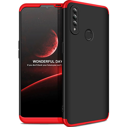 Hard Rigid Plastic Matte Finish Front and Back Cover Case 360 Degrees M01 for Oppo A31 Red and Black