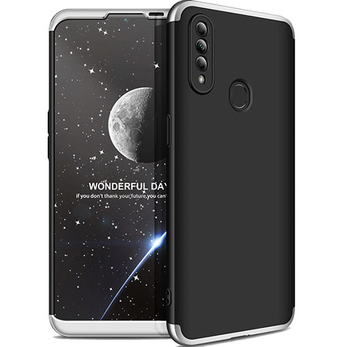 Hard Rigid Plastic Matte Finish Front and Back Cover Case 360 Degrees M01 for Oppo A8 Silver and Black