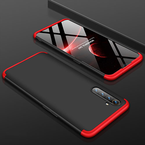 Hard Rigid Plastic Matte Finish Front and Back Cover Case 360 Degrees M01 for Oppo K5 Red and Black