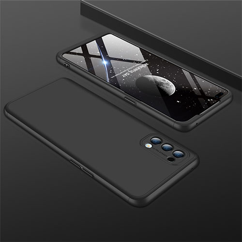Hard Rigid Plastic Matte Finish Front and Back Cover Case 360 Degrees M01 for Oppo Reno4 4G Black