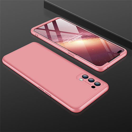 Hard Rigid Plastic Matte Finish Front and Back Cover Case 360 Degrees M01 for Oppo Reno4 4G Rose Gold