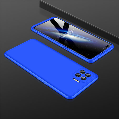 Hard Rigid Plastic Matte Finish Front and Back Cover Case 360 Degrees M01 for Oppo Reno4 Lite Blue